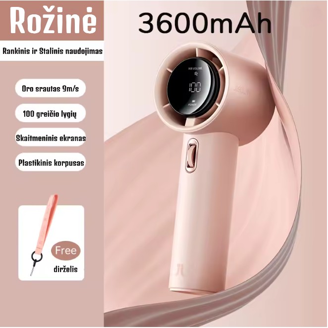 JISULIFE Pro1S ventiliatorius rožinės spalvos