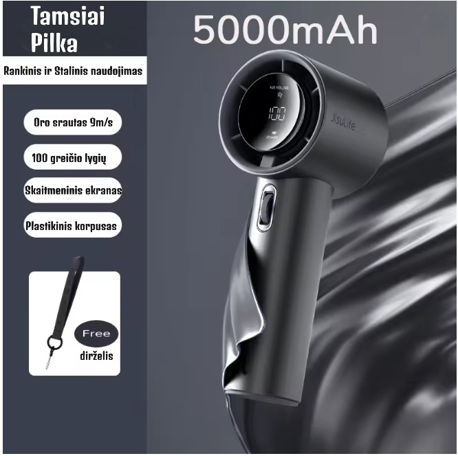 JISULIFE Pro1S ventiliatorius tamsiai pilkos spalvos