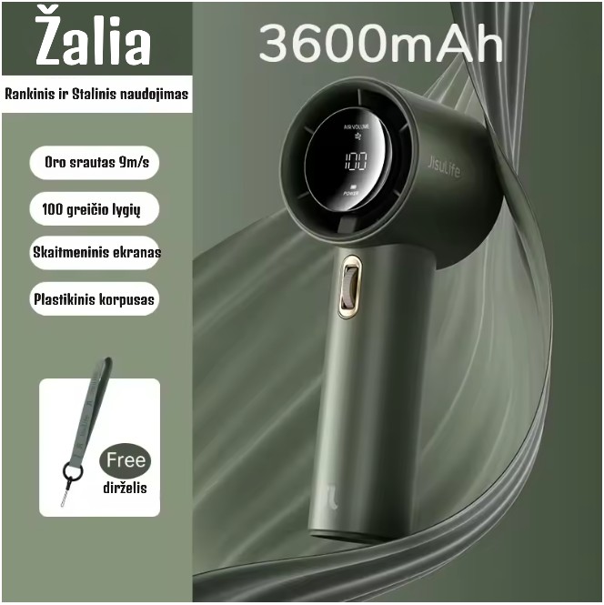 JISULIFE Pro1S ventiliatorius žalios spalvos