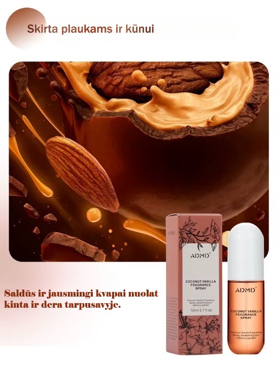 Kokoso kvapo kūno ir plaukų purškiklis 1 + 1 rinkinys