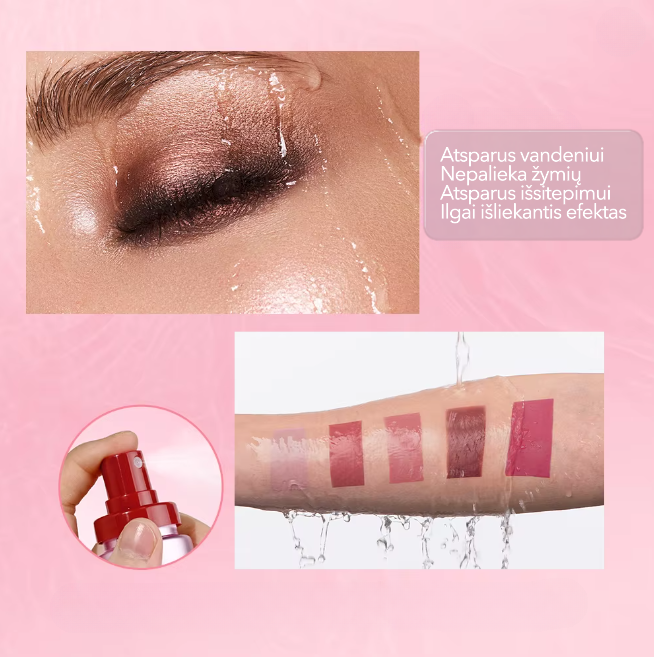 Makiažo fiksavimo purškiklio pakuotė