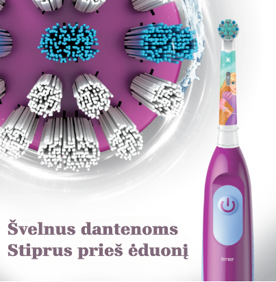 Oral-B vaikiško šepetėlio savybės