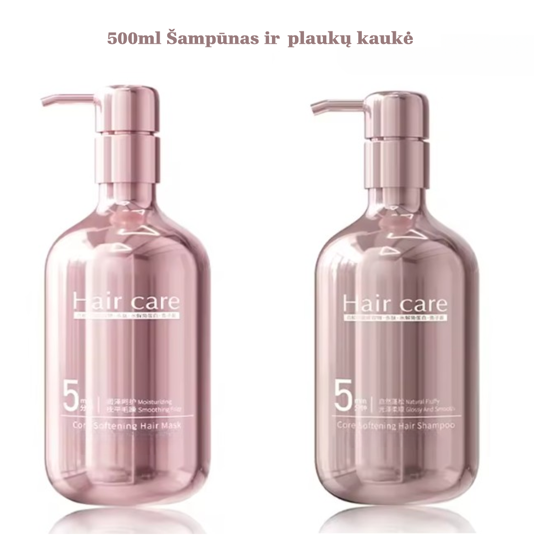 Plaukų priežiūros rinkinys su keratinu – šampūnas ir kaukė