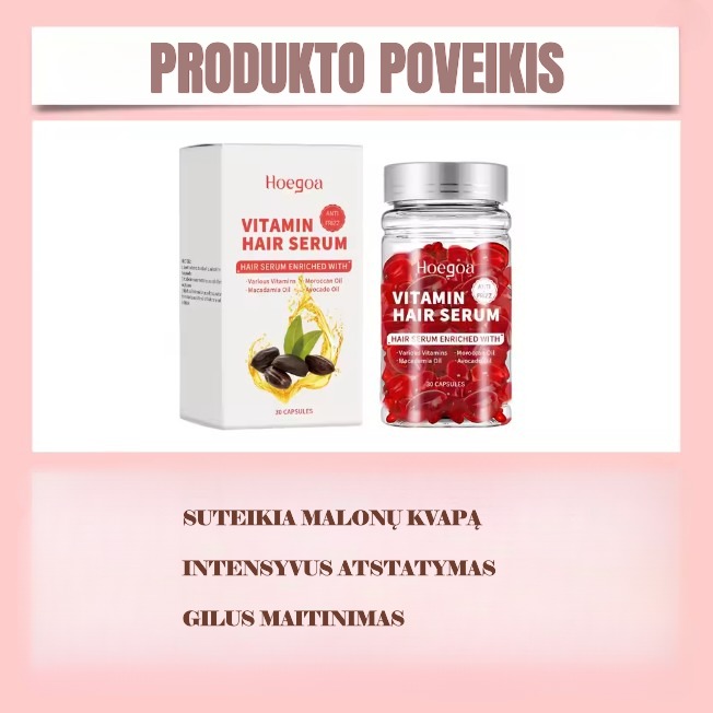 Plaukų vitaminų kapsulių pakuotė