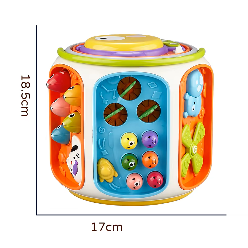 Lavinamojo veiklų kubo matmenys 18.5 cm ir 17 cm