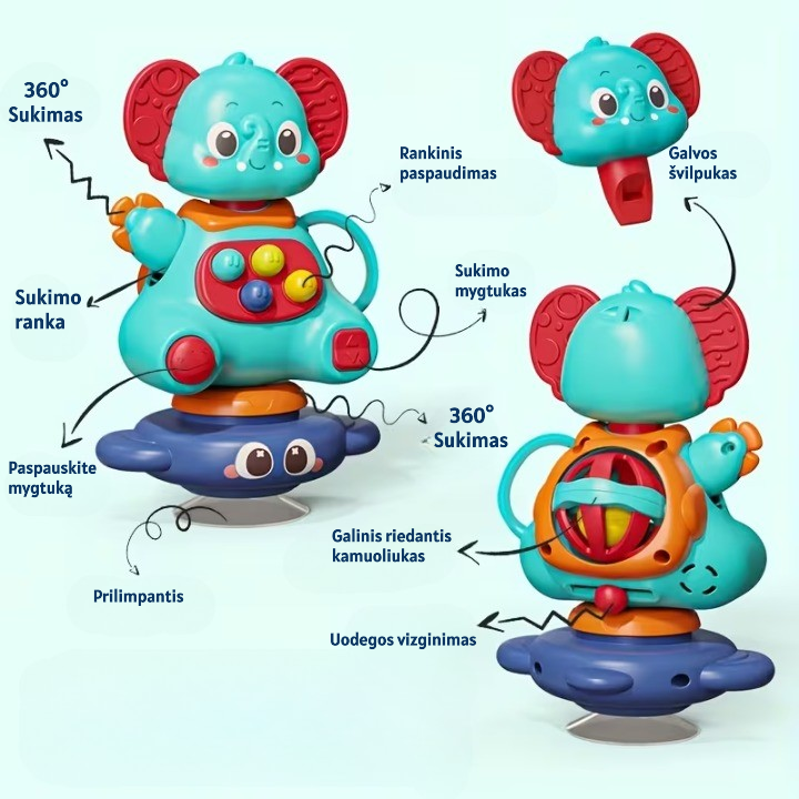 Sensorinis kūdikių kamuoliukas iš arti su veiduku